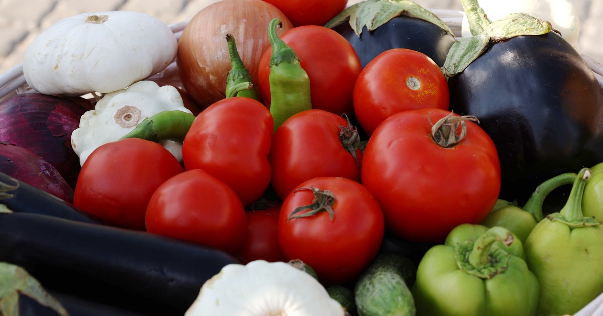Basket of fresh farm vegetables