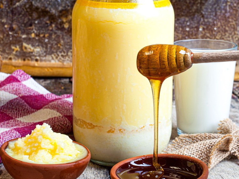 Desi ghee in a glass jar